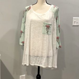 🆕 Umgee 3/4 length sleeve cowboy skull raglan tee, size 1XL